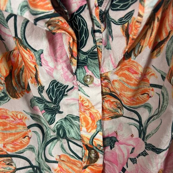 Anthropologie X Cecilia Patterson Pink Floral print Ruffle blouse size XL - Picture 8 of 9